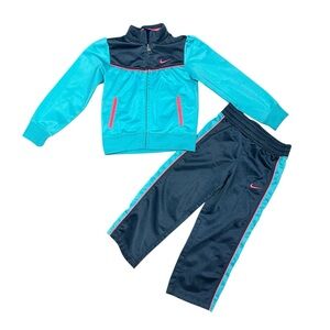 Y2K Nike Toddler Girls Matching Track Suit Tracksuit Size 3T Gray Teal Pink